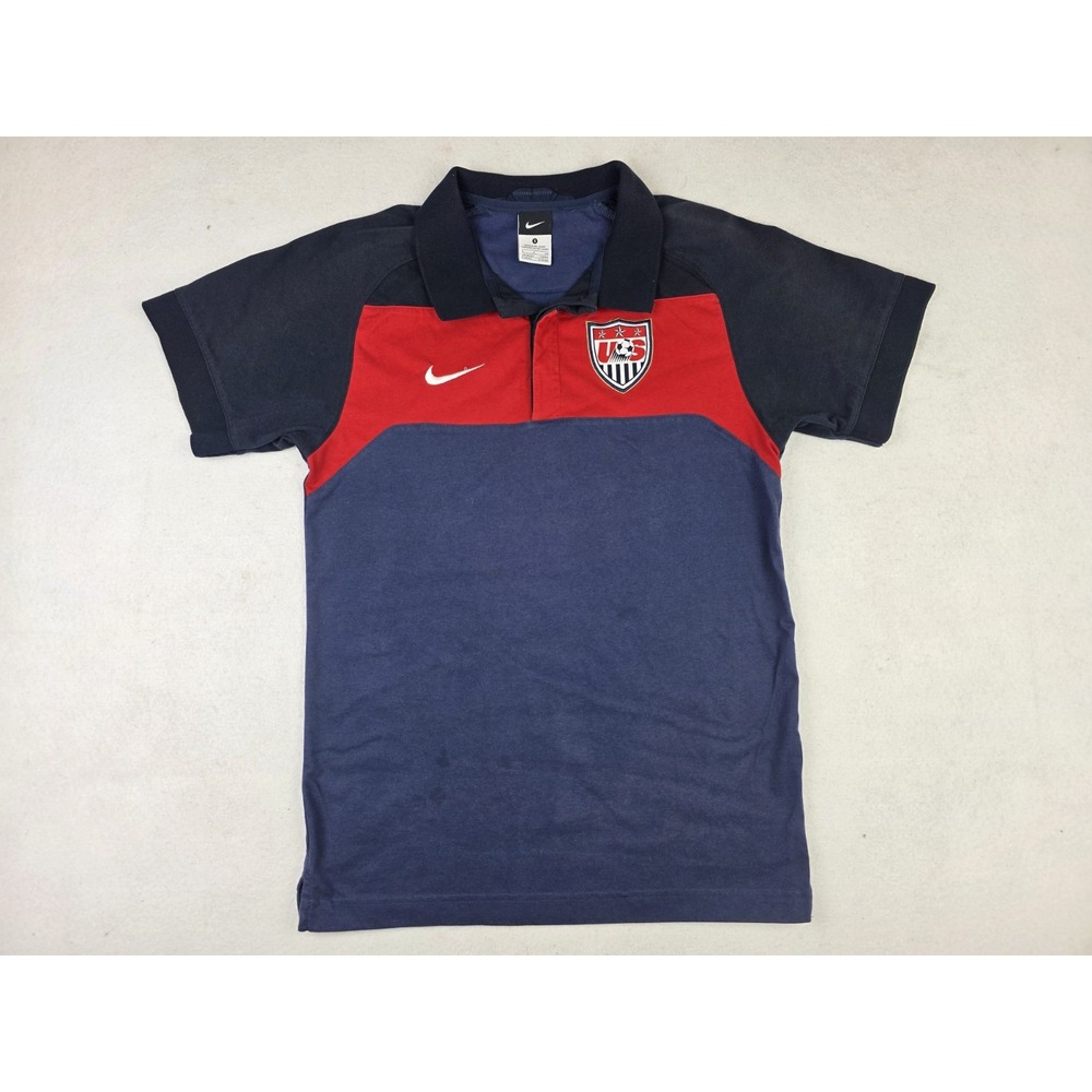 USA Football National Team‎ Soccer Nike Training Polo Shirt Blue Men Red Size S